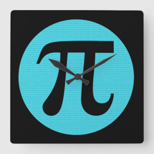 Math geek Pi-symbol, blå på svart Fyrkantig Klocka