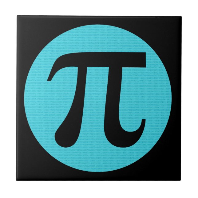 Math geek Pi-symbol, blå på svart Kakelplatta (Framsidan)