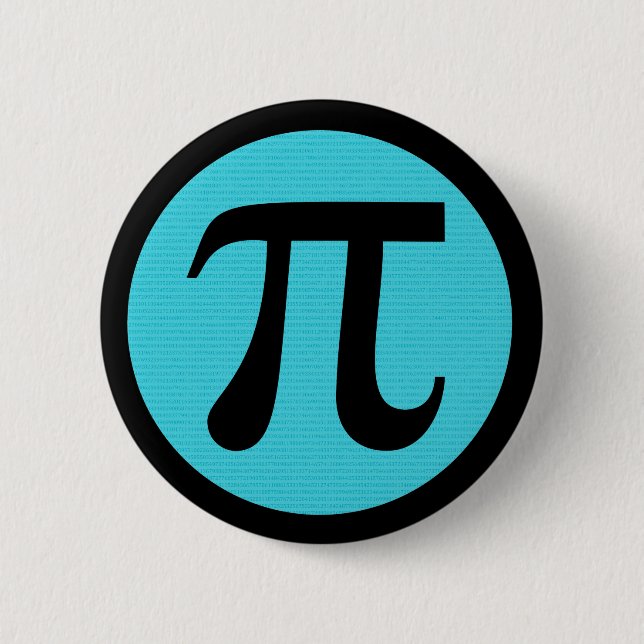 Math geek Pi-symbol, blå på svart Knapp (Framsida)