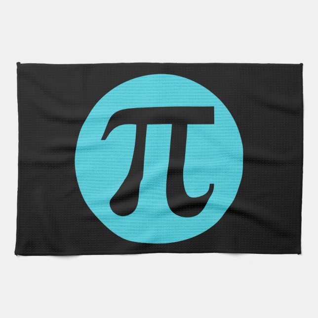 Math geek Pi-symbol, blå på svart Kökshandduk (Horisontell)