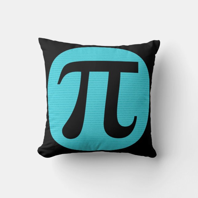 Math geek Pi-symbol, blå på svart Kudde (Framsida)