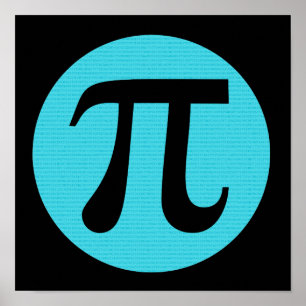 Math geek Pi-symbol, blå på svart Poster
