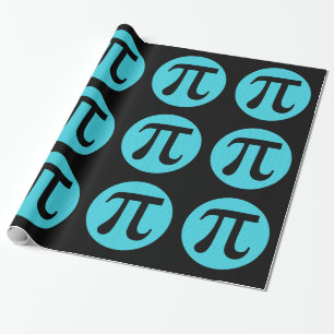 Math geek Pi-symbol, blå på svart Presentpapper