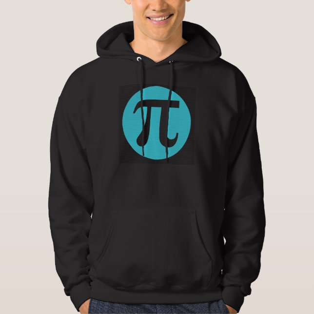 Math geek Pi-symbol, blå på svart Sweatshirt Med Luva (Framsida)