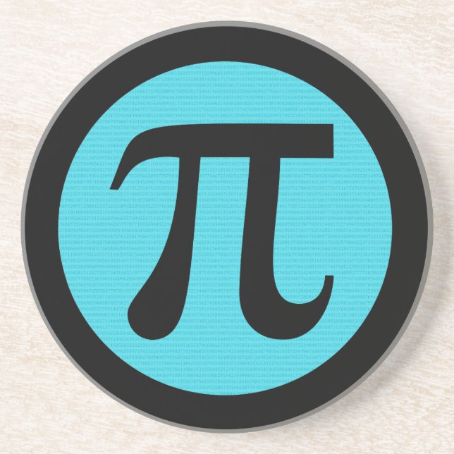 Math geek Pi-symbol, blå på svart Underlägg Sandsten (Framsidan)