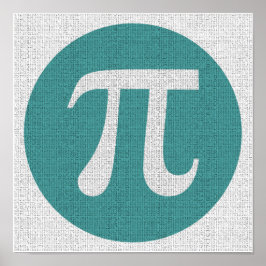 Math geek Pi symbol, blue circle and digits. Poster