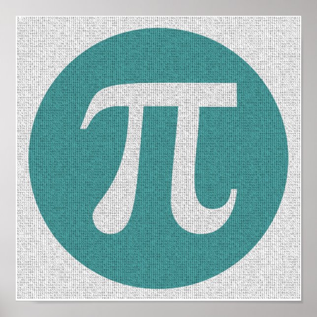 Math geek Pi symbol, blue circle and digits. Poster (Framsidan)