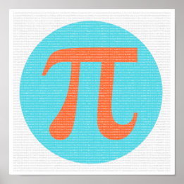 Math geek Pi-symbol, orange och blått Poster