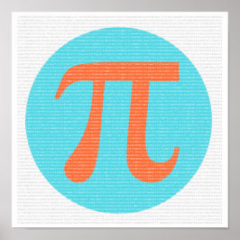 Math geek Pi-symbol, orange och blått Poster