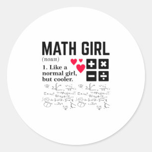 Math Girl Som en vanlig flicka men kallare Runt Klistermärke