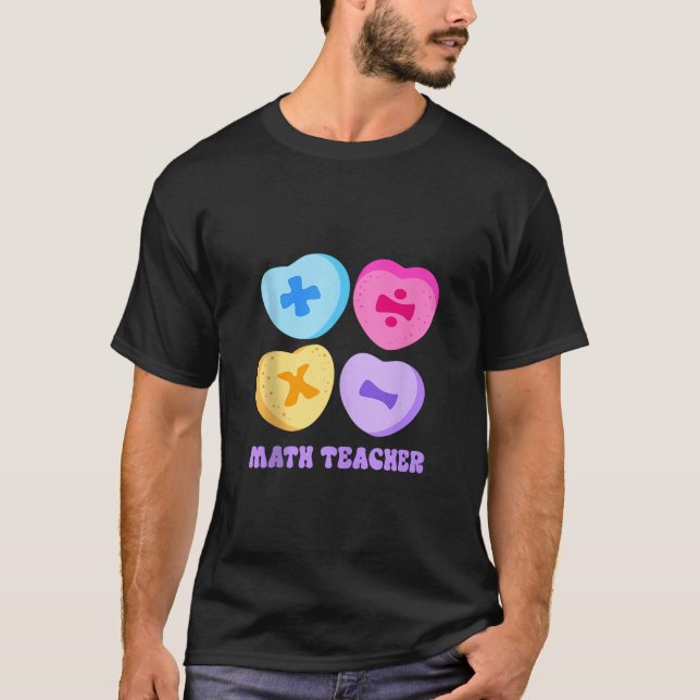 Math Hearts Candy Valentines day Funny Math Teache T Shirt (Framsida)
