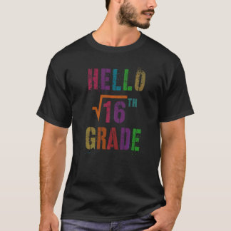 Math Hej 4:e klass kvadratrot 16 elev lärare S T Shirt