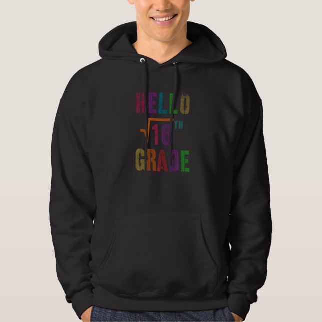Math Hej 4:e klass kvadratrot 16 stud lärare S Hoodie (Framsida)
