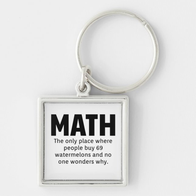 Math Humor Fyrkantig Silverfärgad Nyckelring (Framsidan)