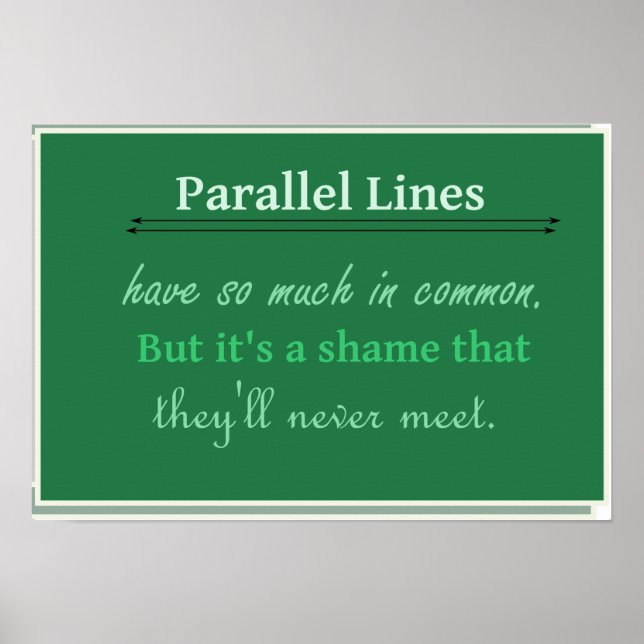 Math Humor Quote Parallel Linjer Poster (Framsidan)