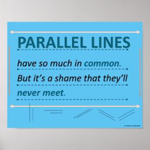 Math Humor Quote Parallel Linjer Poster