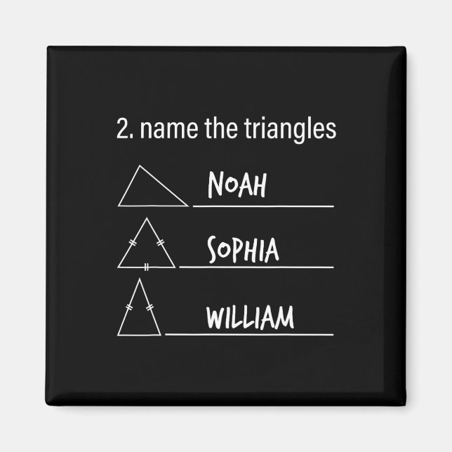 Math Humor Roliga Namn på Trianglarna Noah Sofia W Magnet (Framsidan)