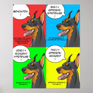 Math Hund Colorful Trigonometry Doberman Poster