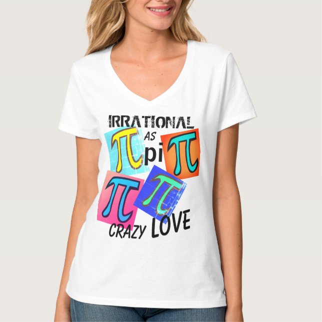 Math Irrationals som Pi Blue Gult Grönt Rosa T Shirt (Framsida)