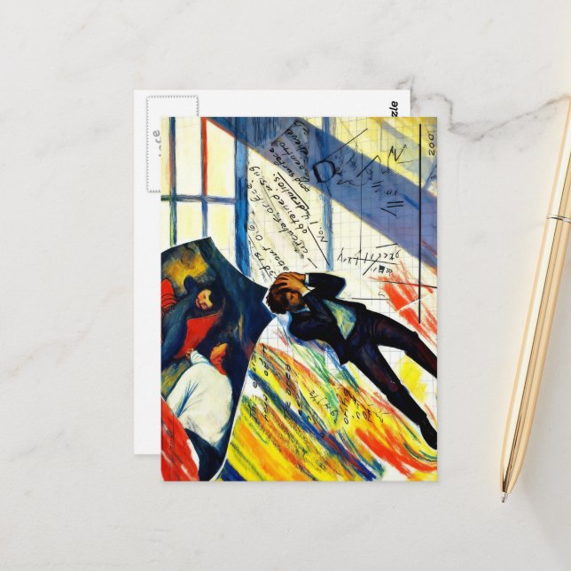 Math is Hard Mixed Media Collage Vykort (Fram/Back In Situ)