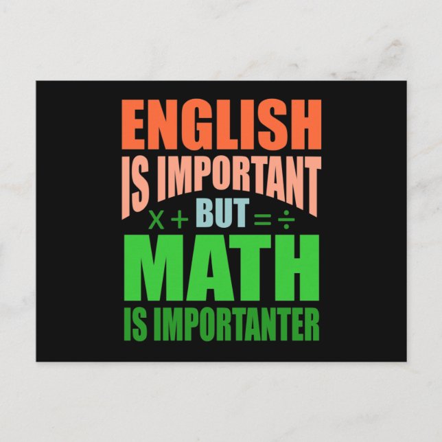 Math is Importanter Teacher Mathemthemmatematik Inbjudan Vykort (Framsida)