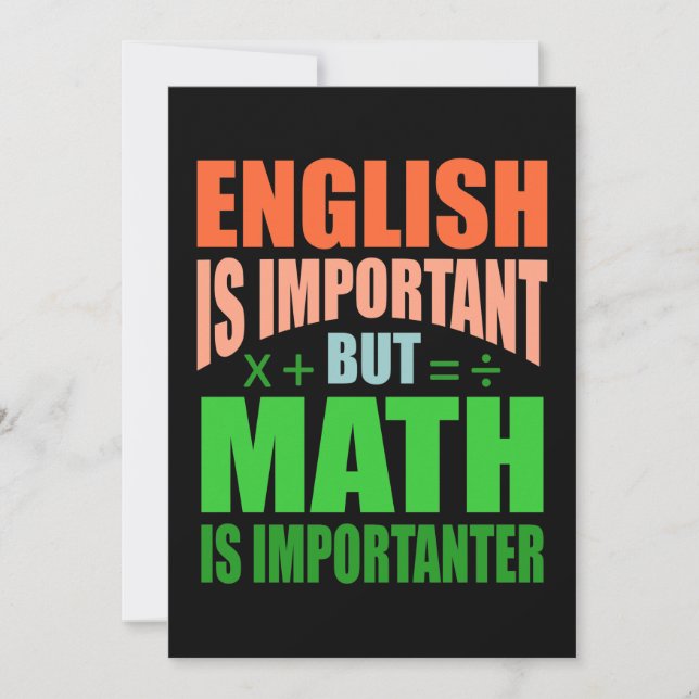 Math is Importanter Teacher Mathemthemmatematik Tack Kort (Framsida)