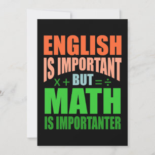 Math is Importanter Teacher Mathemthemmatematik Tack Kort