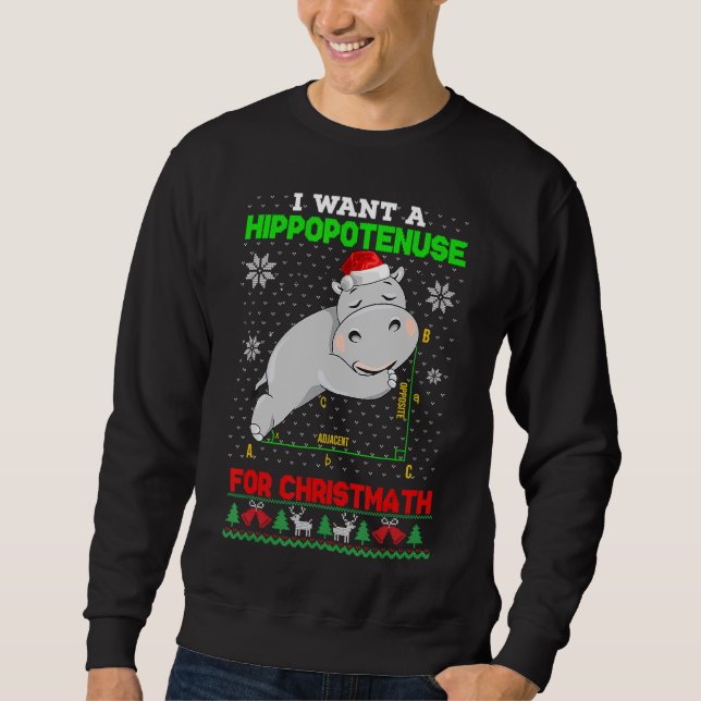 Math jag vill ha en hippopotenus till Christmath U Lång Ärmad Tröja (Framsida)