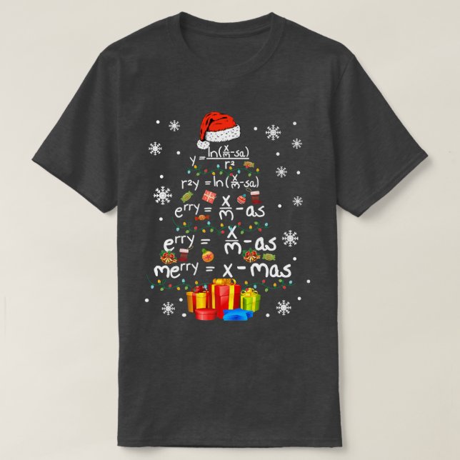 Math Julgran med Santa Hat Math Teacher Ch T Shirt (Design framsida)
