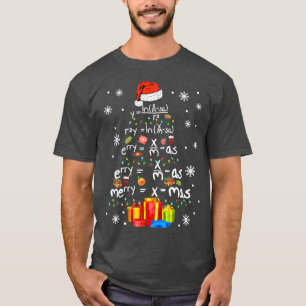 Math Julgran med Santa Hat Math Teacher Ch T Shirt