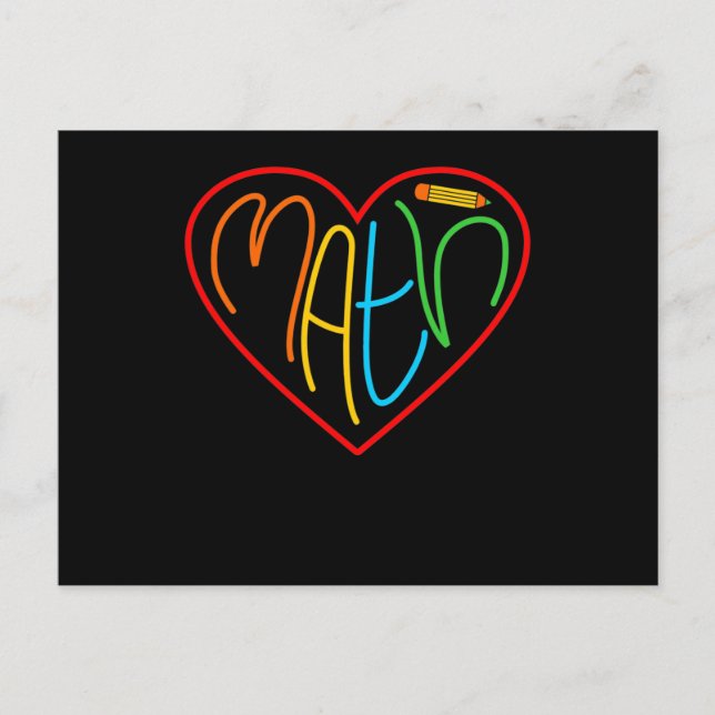 Math Kärlek Heart Mathematics Math Teacher Student Vykort (Framsida)