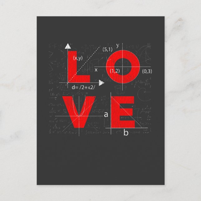 Math Kärlek Mathematician Teacher Student Science Vykort (Framsida)