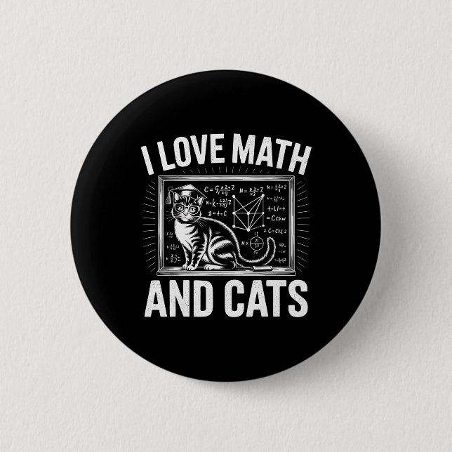 Math Katt Älskare Rolig Math Lärare Jag Älskar Mat Knapp (Framsida)