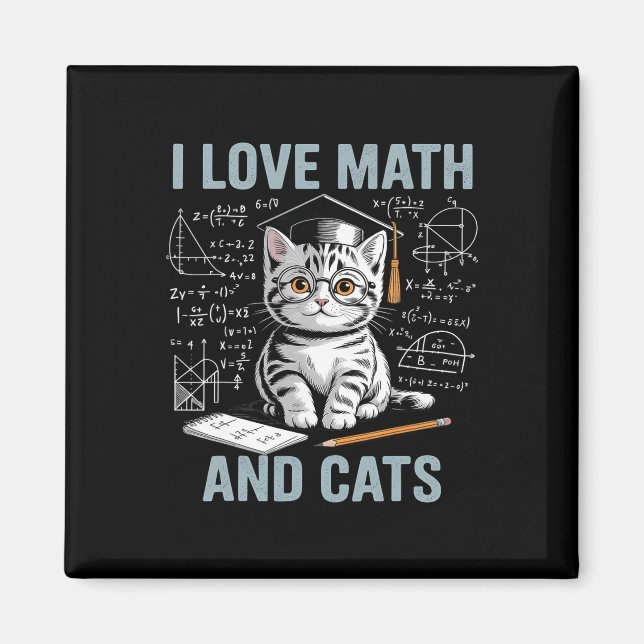 Math Katt Älskare Rolig Math Lärare Jag Älskar Mat Magnet (Framsidan)