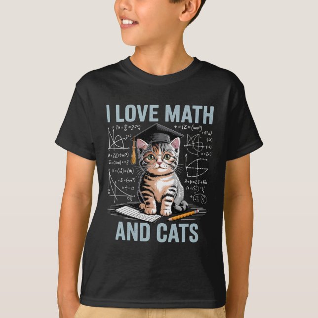 Math Katt Älskare Rolig Math Lärare Jag Älskar Mat T Shirt (Framsida)
