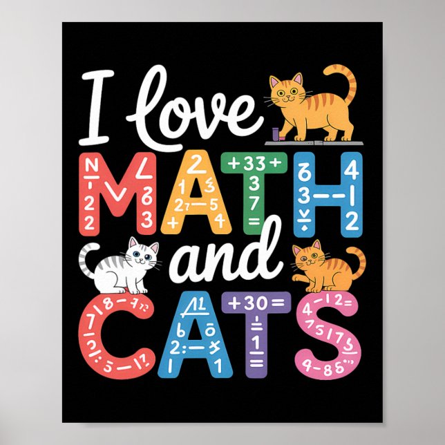 Math kattälskare Rolig matematiklärare Jag älskar  Poster (Framsidan)