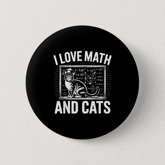 Math kattälskare Rolig matte lärare jag älskar mat Knapp (Framsida)