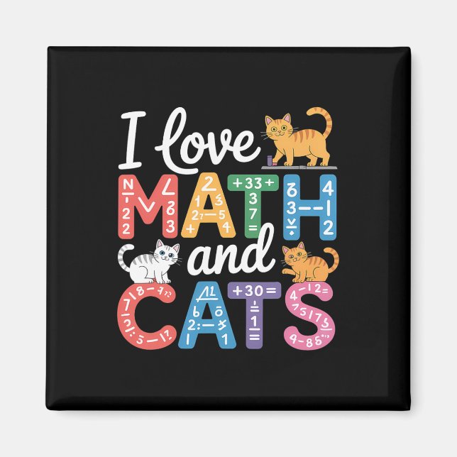 Math kattälskare Rolig matte lärare Jag älskar mat Magnet (Framsidan)