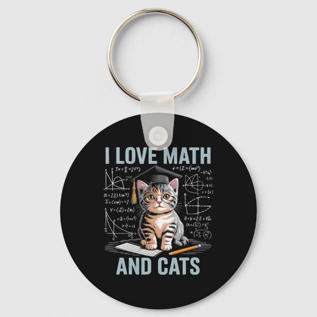 Math kattälskare Rolig matte lärare jag älskar mat Nyckelring (Framsida)