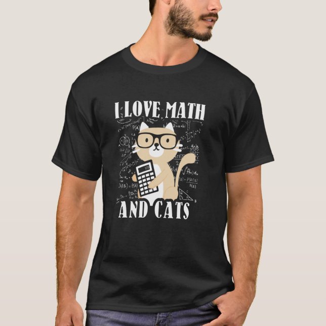 Math Kitty Katt Jag älskar matematik och katter Ma T Shirt (Framsida)