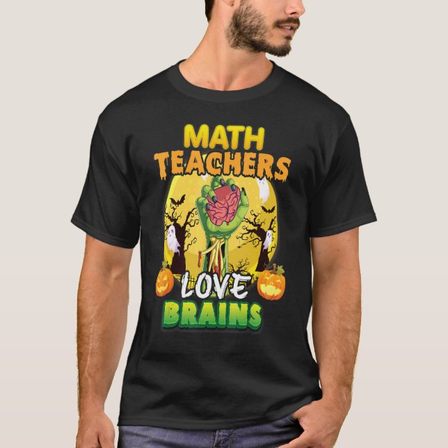 Math Klass-lärare Kärlek Brains Horor Pumpkin Cree T Shirt (Framsida)