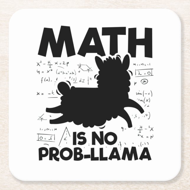 Math Lama| Matematik Lärarskolan Gift Idea Underlägg Papper Kvadrat (Framsidan)