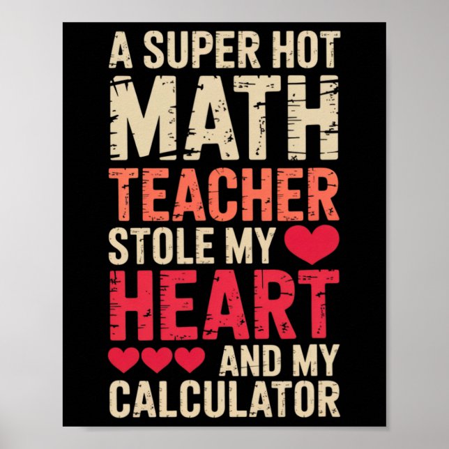 Math lärare Alla hjärtans dag Algebra Kalkyl Kärle Poster (Framsidan)