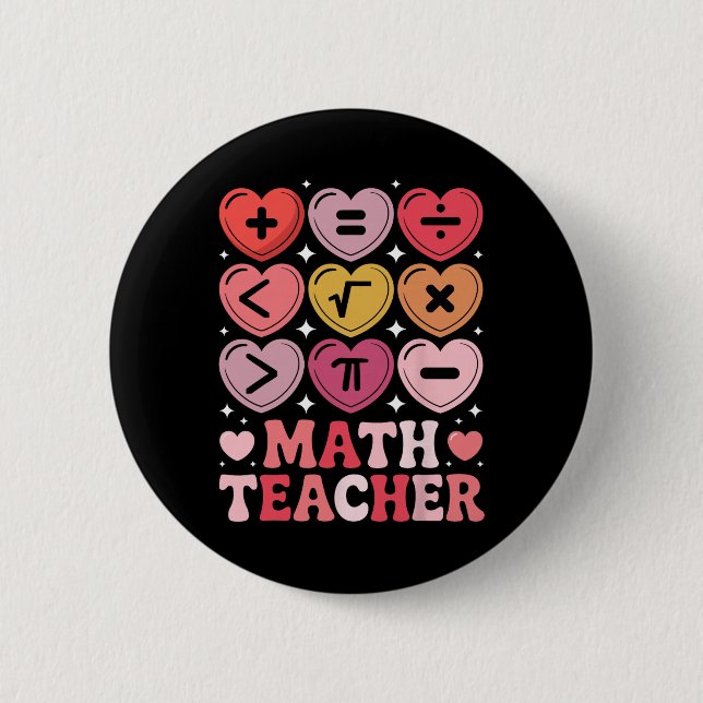 Math lärare Alla hjärtans dag Math Operation Symbo Knapp (Framsida)