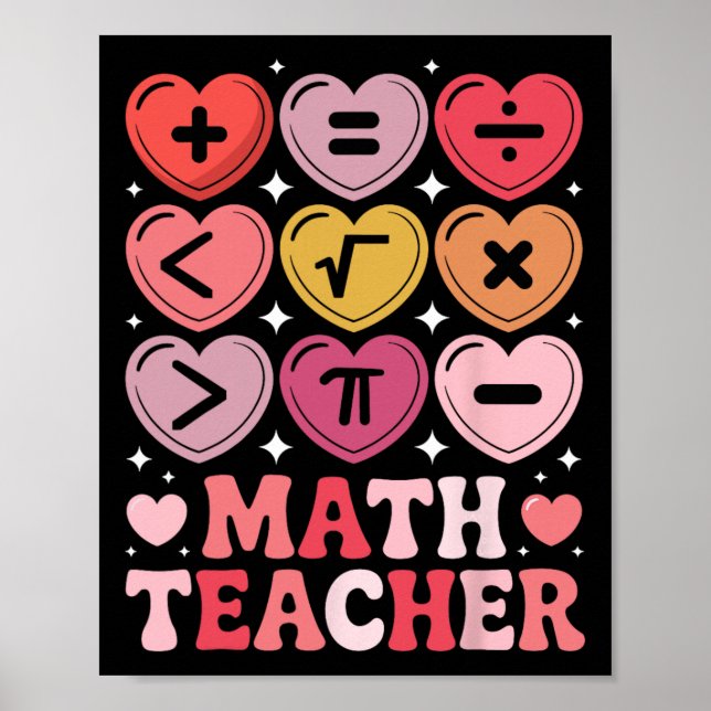 Math lärare Alla hjärtans dag Math Operation Symbo Poster (Framsidan)
