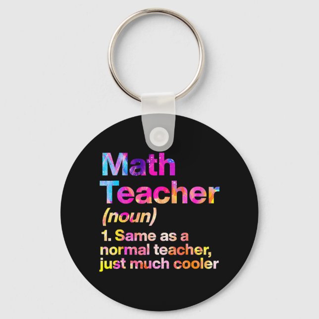 Math Lärare Definition Första Dag Tie Dye Tillbaka Nyckelring (Framsida)