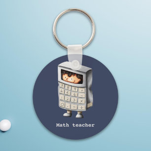 Math-lärarpojke i marinblått räknare nyckelring