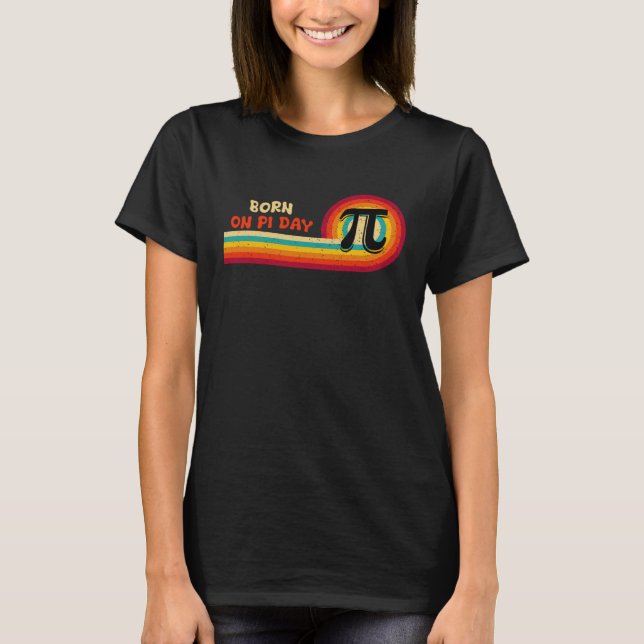 Math March 14:e Spiral Pi Ratio Born på Pi Day T Shirt (Framsida)