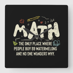 Math Mathematics Math Teacher Gift Fyrkantig Klocka