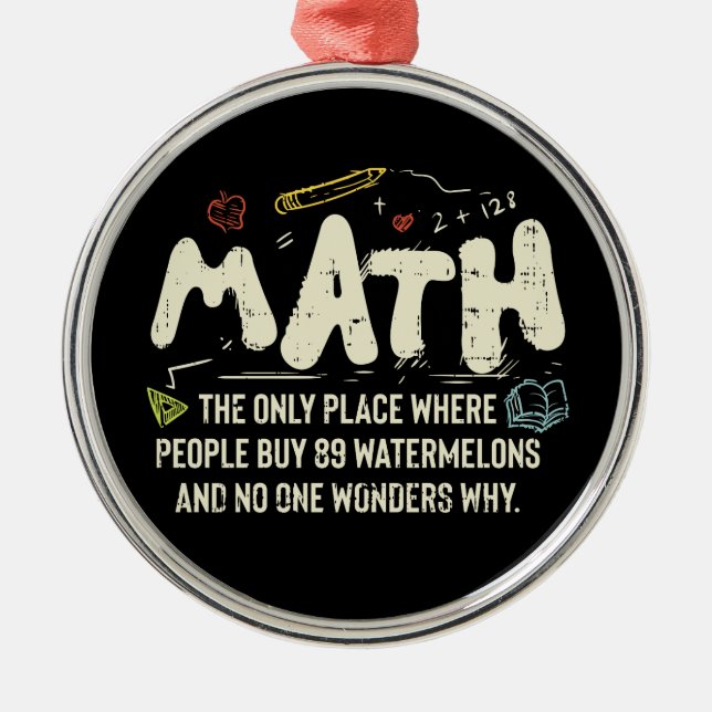 Math  Mathematics Math Teacher Gift Julgransprydnad Metall (Framsidan)